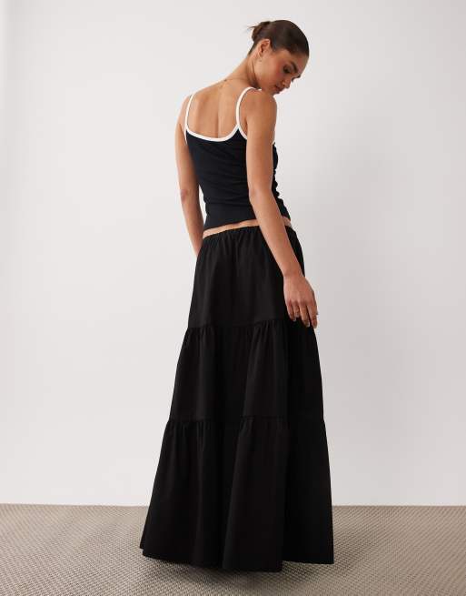 Miss Selfridge – Czarna popelinowa spódnica maxi, 4 z 5