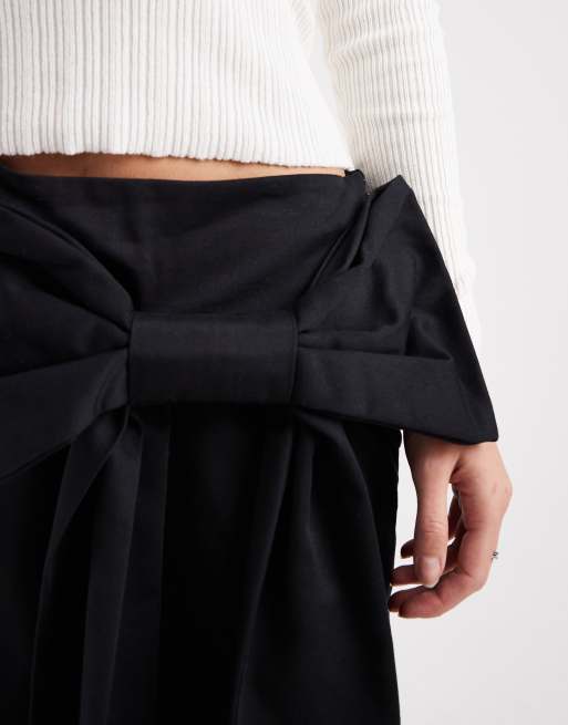 Miss Selfridge – Czarna spódnica mini z dużą kokardą, 5 z 5