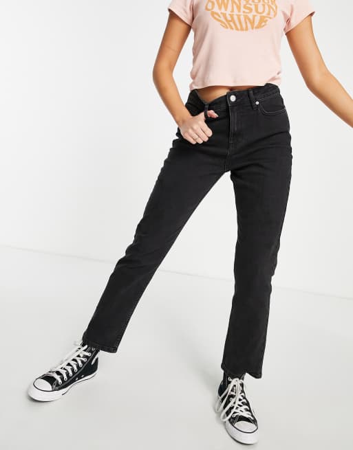 Miss Selfridge – Czarne dopasowane jeansy z podwyższonym stanem