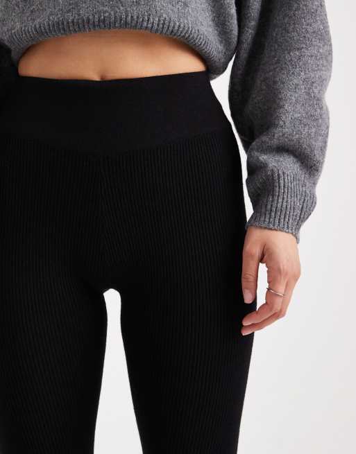 Miss Selfridge – Czarne legginsy z prążkowanej dzianiny, 3 z 5
