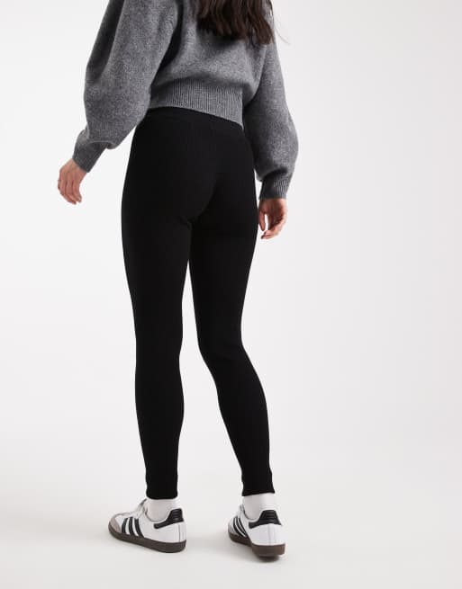 Miss Selfridge – Czarne legginsy z prążkowanej dzianiny, 4 z 5