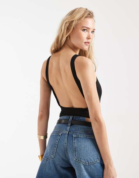 Miss Selfridge – Czarne modelujące body z odkrytymi plecami - view 1