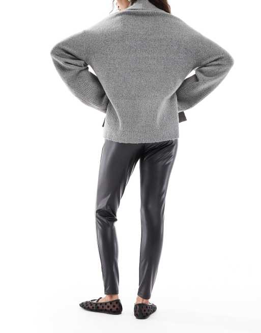 Miss Selfridge – Czarne wciągane legginsy z imitacji skóry, 3 z 5