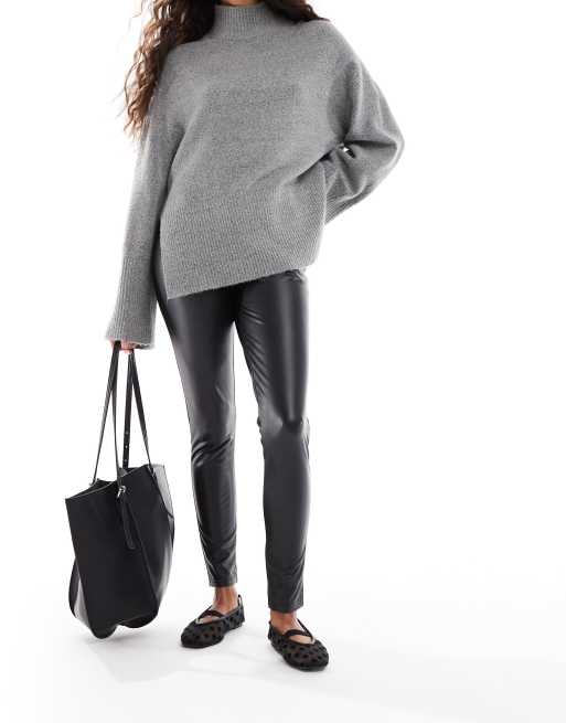 Miss Selfridge – Czarne wciągane legginsy z imitacji skóry, 5 z 5