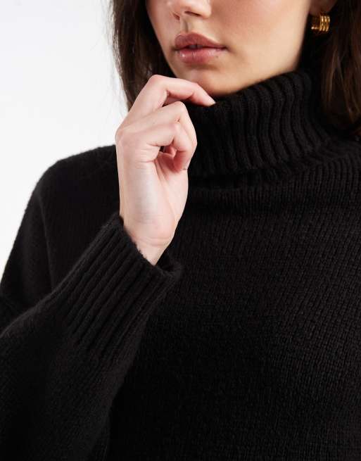 Miss Selfridge – Czarny sweter z golfem i rozcięciem u dołu, 3 z 4