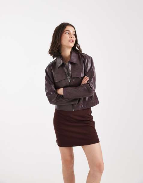 Miss Selfridge tailored mini skirt in chocolate