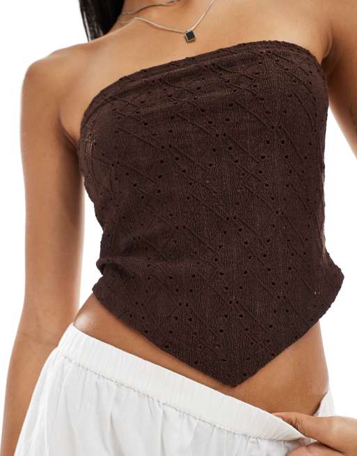 Miss Selfridge – Czekoladowy top z dołem o fasonie chusty, 2 z 4