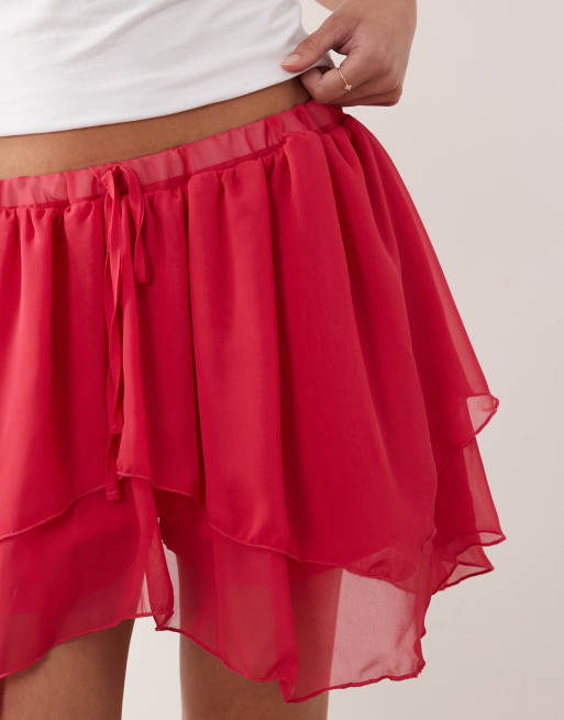 Miss Selfridge – Czerwona warstwowa spódnica mini, 3 z 5