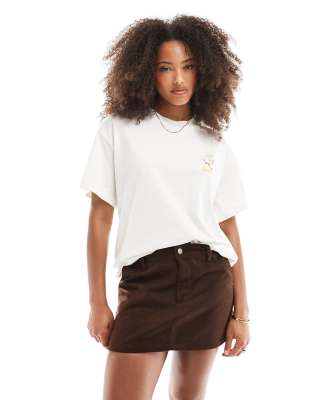 Miss Selfridge Daisy Oversized Tee-white In White