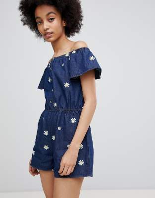 miss selfridge denim playsuit