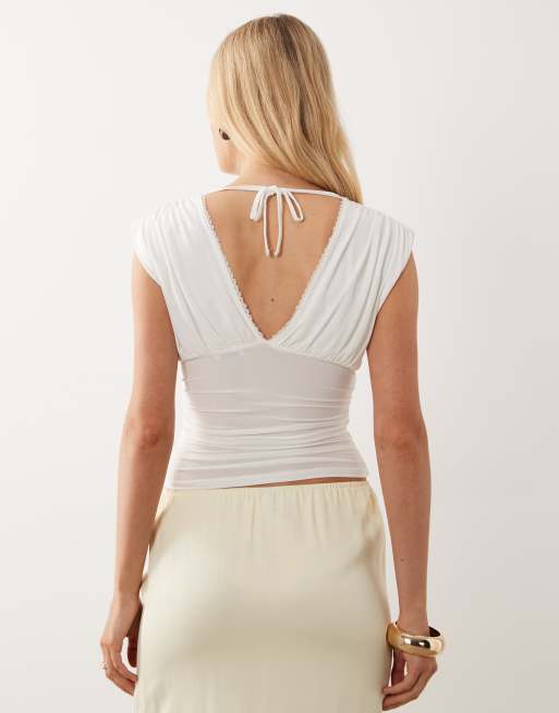 Miss Selfridge - Débardeur froncé à col V et bordure à picots, 4 de 4