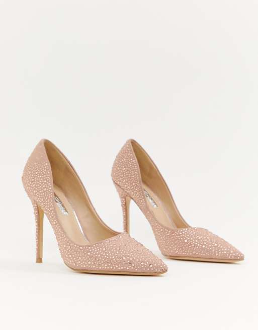 Miss Selfridge D collet color carne con decorazione di strass