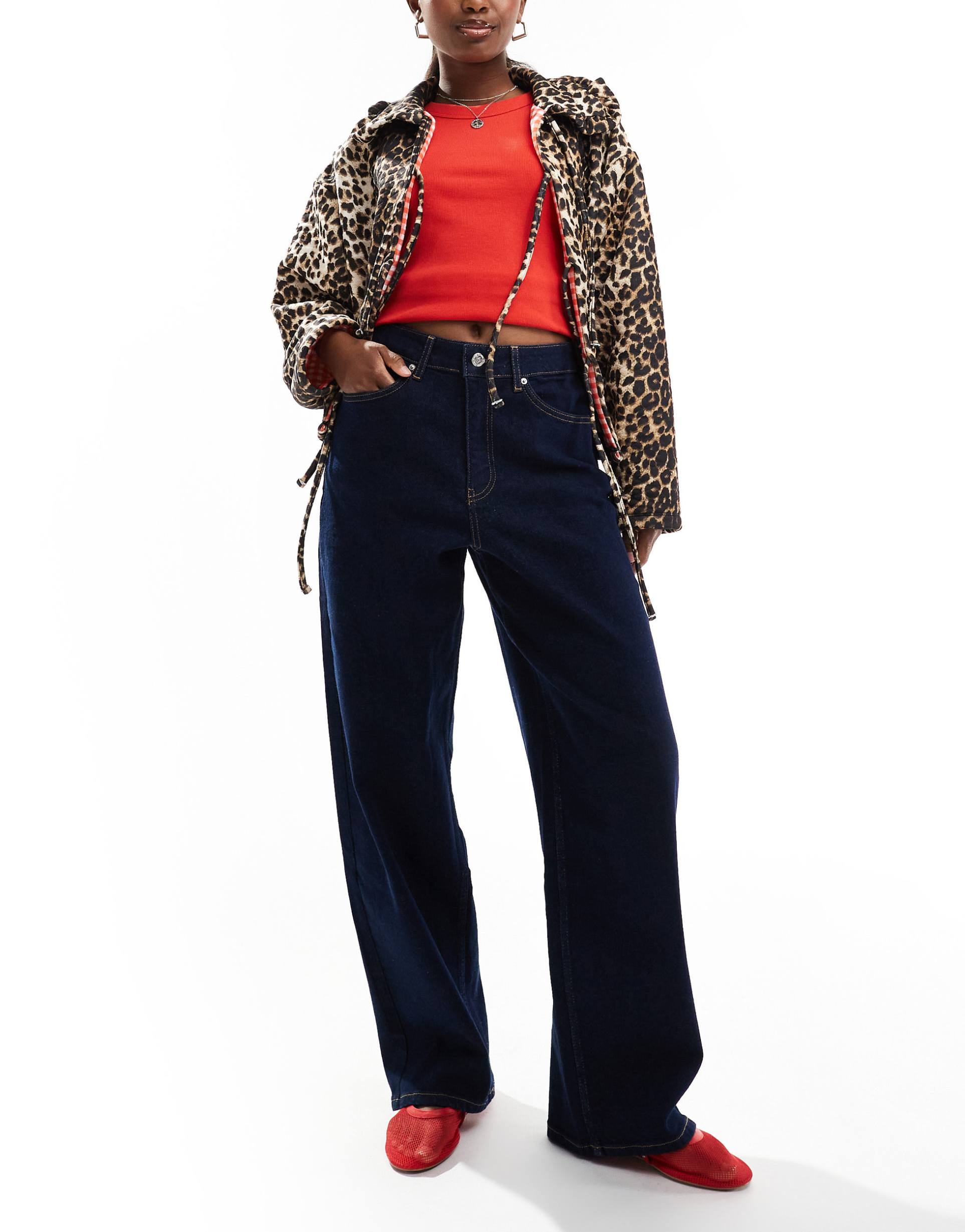 miss selfridge denim baggy jeans in indigo