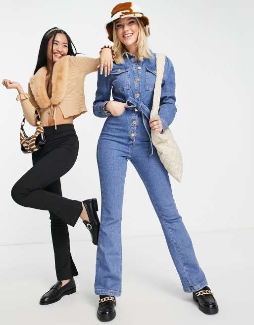 Denim Belted Ankle Grazer Jumpsuit