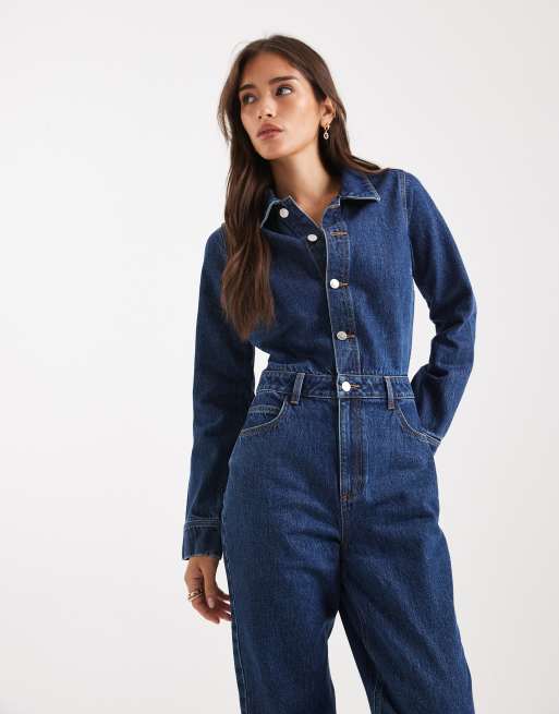 Miss Selfridge denim boilersuit in indigo wash