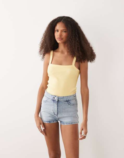 Miss Selfridge - Denim bootyshort in blauwe wassing - view 1