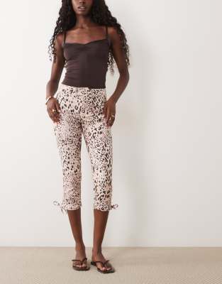 Miss Selfridge Denim Capri With Bows In Multi