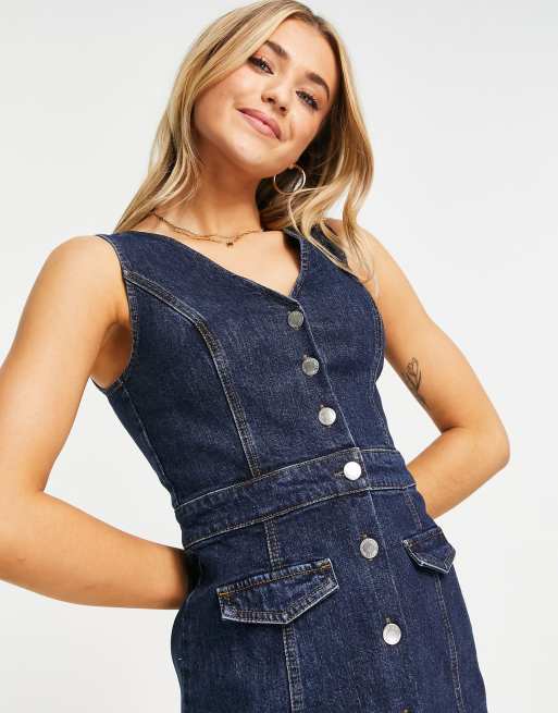 Miss selfridge denim hot sale pinafore