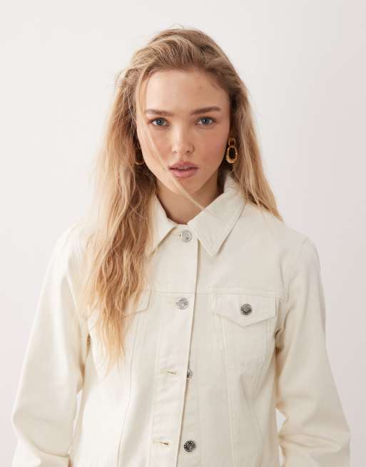 Miss Selfridge - Denim girlfriend jack in ecru met wassing, 2 van 4