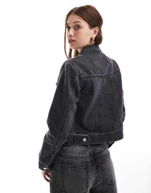 Miss Selfridge - Denim girlfriend jack in zwarte acid wash, 2 van 4