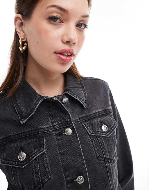 Miss Selfridge - Denim girlfriend jack in zwarte acid wash, 3 van 4