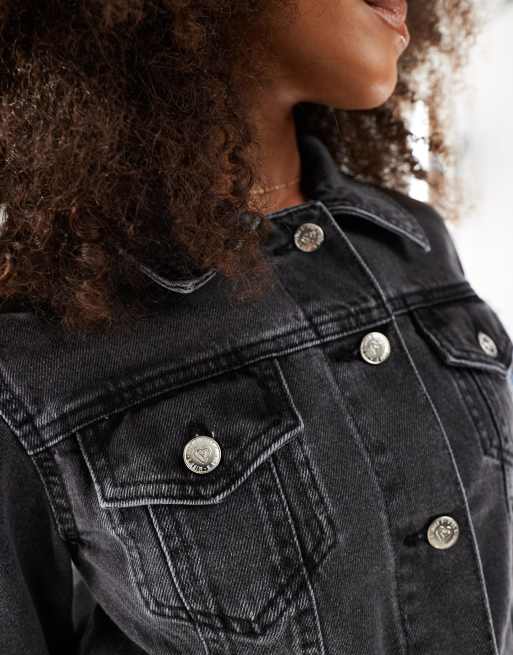 Black denim girlfriend jacket hotsell