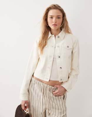 Miss Selfridge Denim Girlfriend Jacket In White