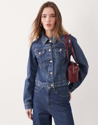 Miss Selfridge Denim Girlfriend Jacket In Purple