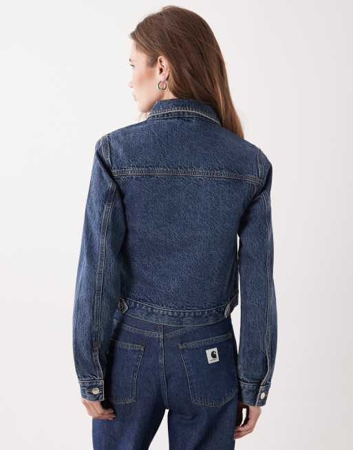 Miss Selfridge denim girlfriend jacket in indigo wash, 2 of 4