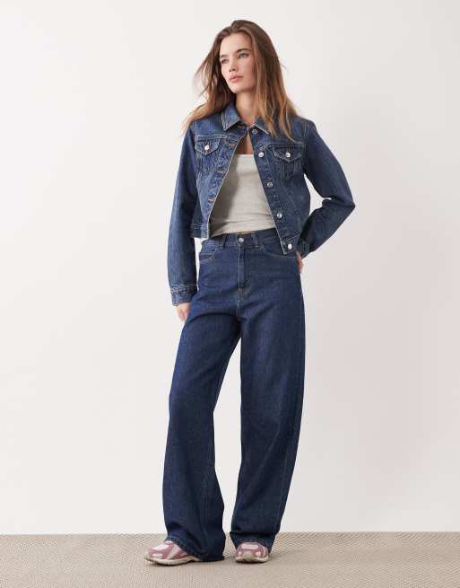 Miss Selfridge denim girlfriend jacket in indigo wash, 3 of 4
