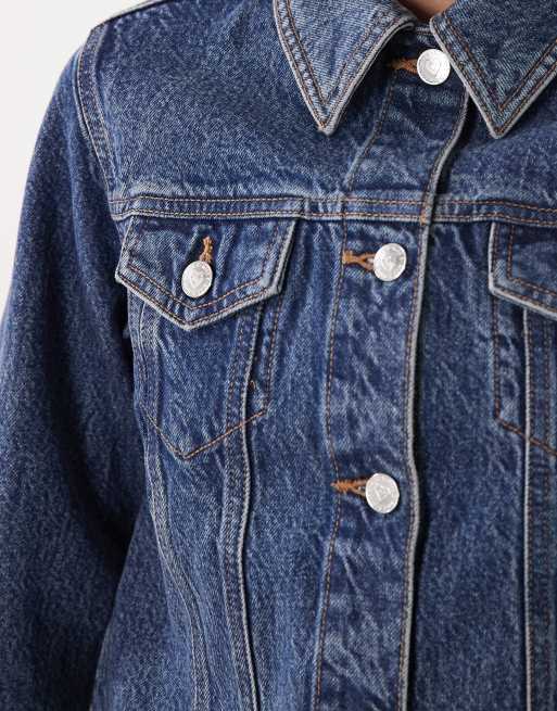 Miss Selfridge denim girlfriend jacket in indigo wash, 4 of 4