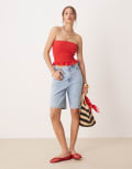 [Miss Selfridge] Miss Selfridge denim jorts in bleach wash-Blue 10 Bleach wash