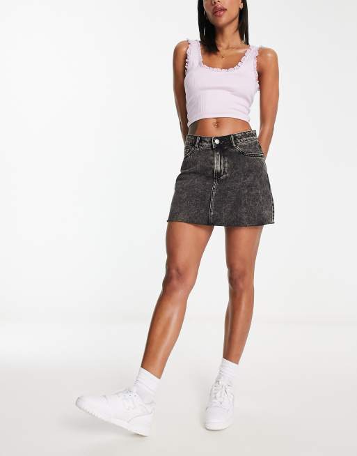 Miss Selfridge denim micro mini skirt in black wash | ASOS