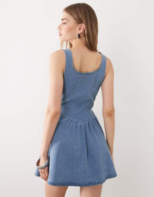 Miss Selfridge - Denim mini-jurk met korset, 4 van 4