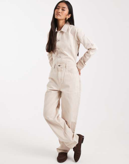 Miss Selfridge - Denim overall in ecru wassing, 3 van 4