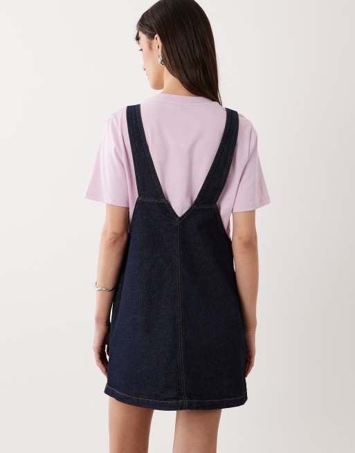 Miss Selfridge denim pinafore dress with buckle detail, 4 of 4