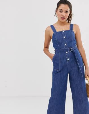 miss selfridge denim pinafore