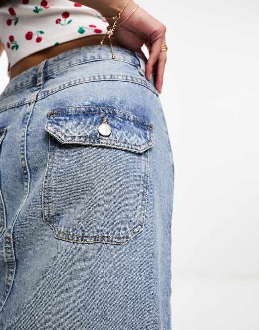 【Anyone more】Emoji Washing Denim Pants Skirt Long Icon Skirt - Medium Wash | Levi's® US