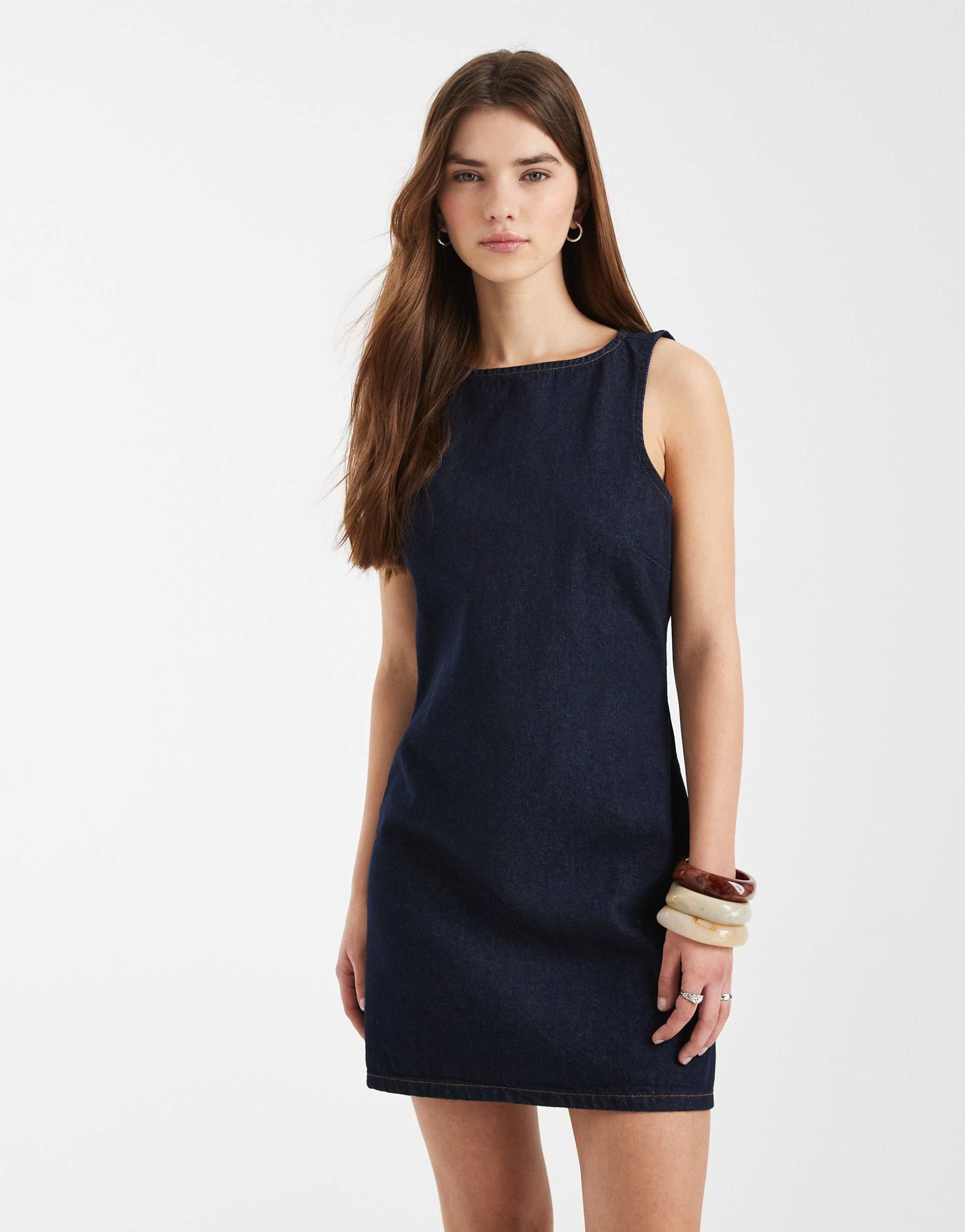 miss selfridge denim shift dress in indigo