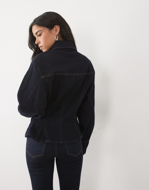 Miss Selfridge denim skjorte med ballonærmer i rå vask, 3 af 4