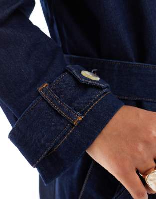 Miss Selfridge Denim Trench Coat-blue In Blue