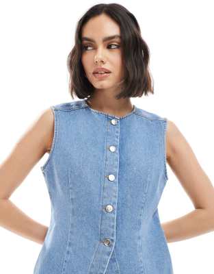 MISS SELFRIDGE DENIM WAISTCOAT
