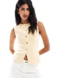 [Miss Selfridge] Miss Selfridge denim waistcoat in buttermilk-Yellow 16 Buttermilk