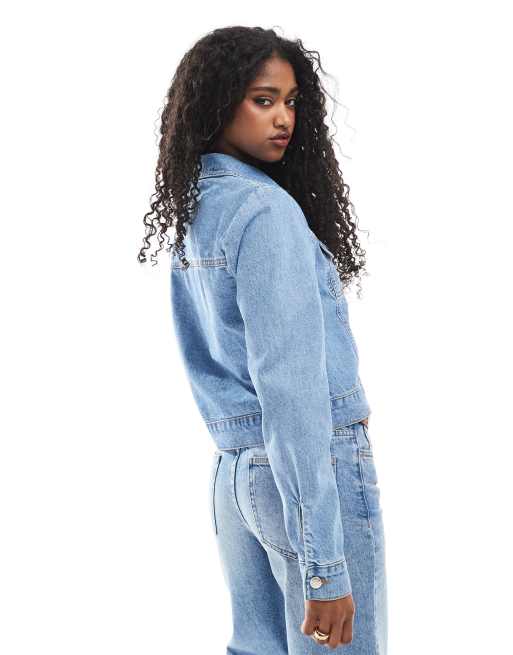 Miss Selfridge denim western jacket with puff sleeve