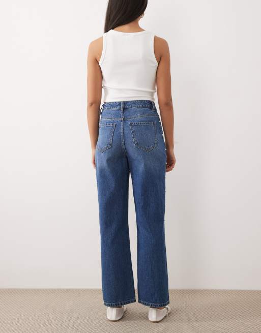Miss Selfridge - Denimjeans i blå vask med nitter, 2 af 5