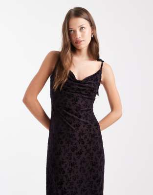 Miss Selfridge Devore Cowl Neck Maxi Dress In Purple