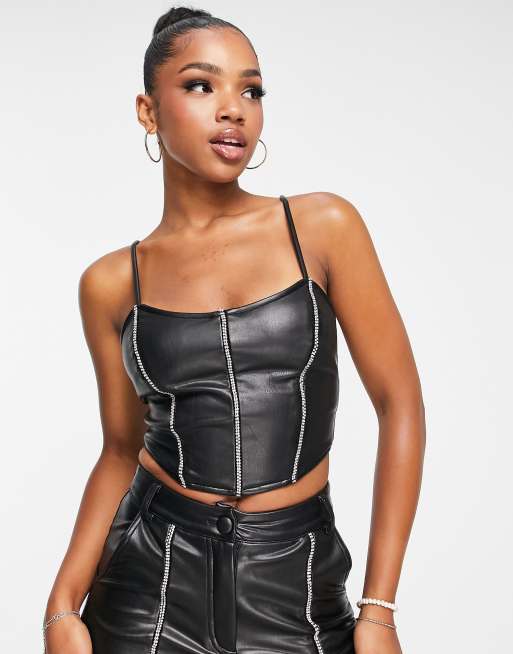 Faux Leather Corset Top