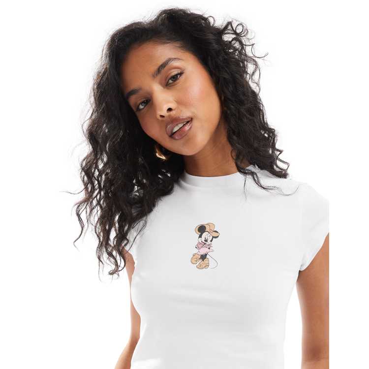 Miss Selfridge Disney western Minnie Mouse baby tee in white | ASOS