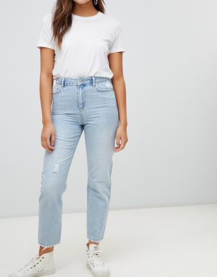 light wash distressed mom jean