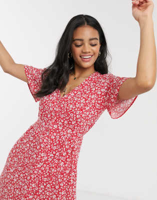 miss selfridge red floral dress